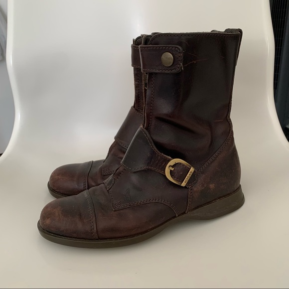 Hogan Brown Leather Buckled Biker Military Boots 6.5 BS2 - Picture 9 of 10